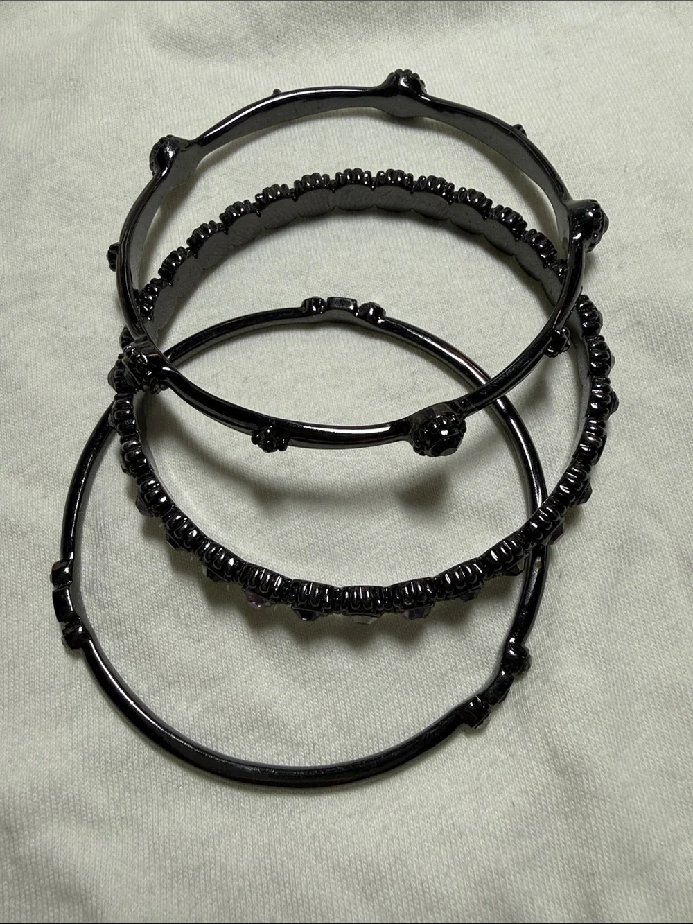 Black Stackable Women's Bangle Bracelet Set